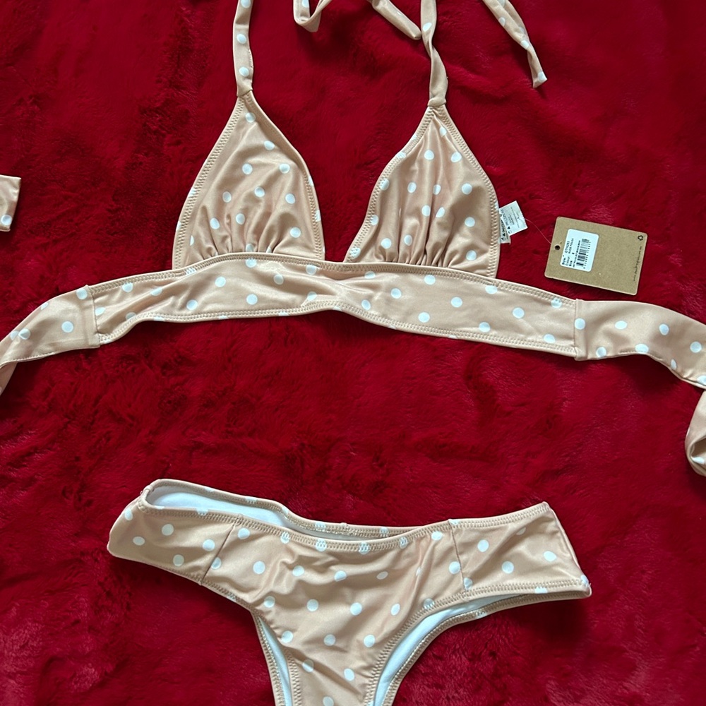 One Teaspoon Vintage Bodice Bikini in Nude Polka Dot